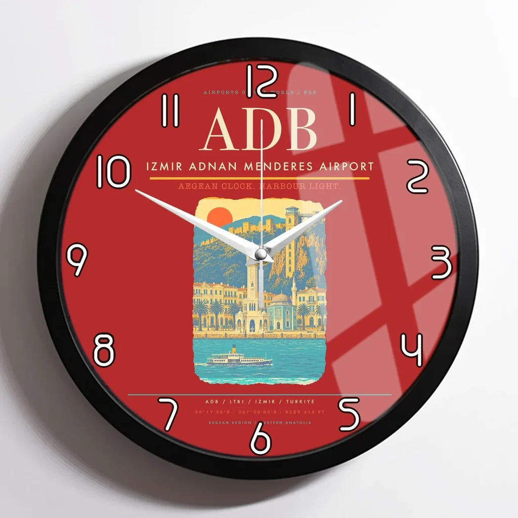 Izmir Adnan Menderes Airport ADB Wall-Clock Framed - Red