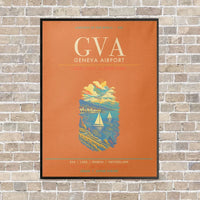 Thumbnail for Geneva Airport GVA - Canvas Framed - Orange