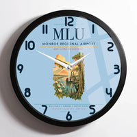 Thumbnail for Monroe Regional Airport (MLU) design on light blue framed wall clock