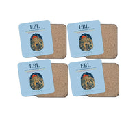 Thumbnail for Erbil International Airport (EBL) design on light blue 4 pieces set coaster