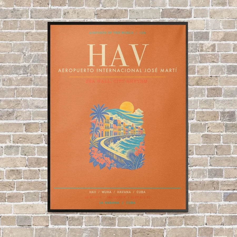 Jose Marti International Airport Havana HAV - Canvas Framed - Orange