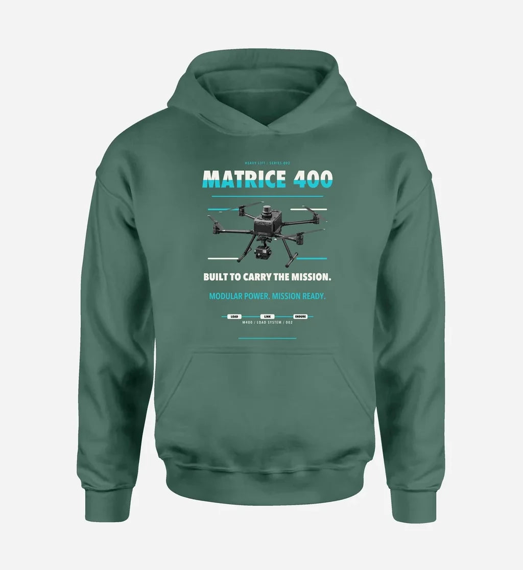 DJI Matrice 400 design on green hoodie single side