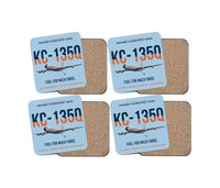 Thumbnail for KC-135Q Blackbird Tanker design on light blue 4 pieces set coaster