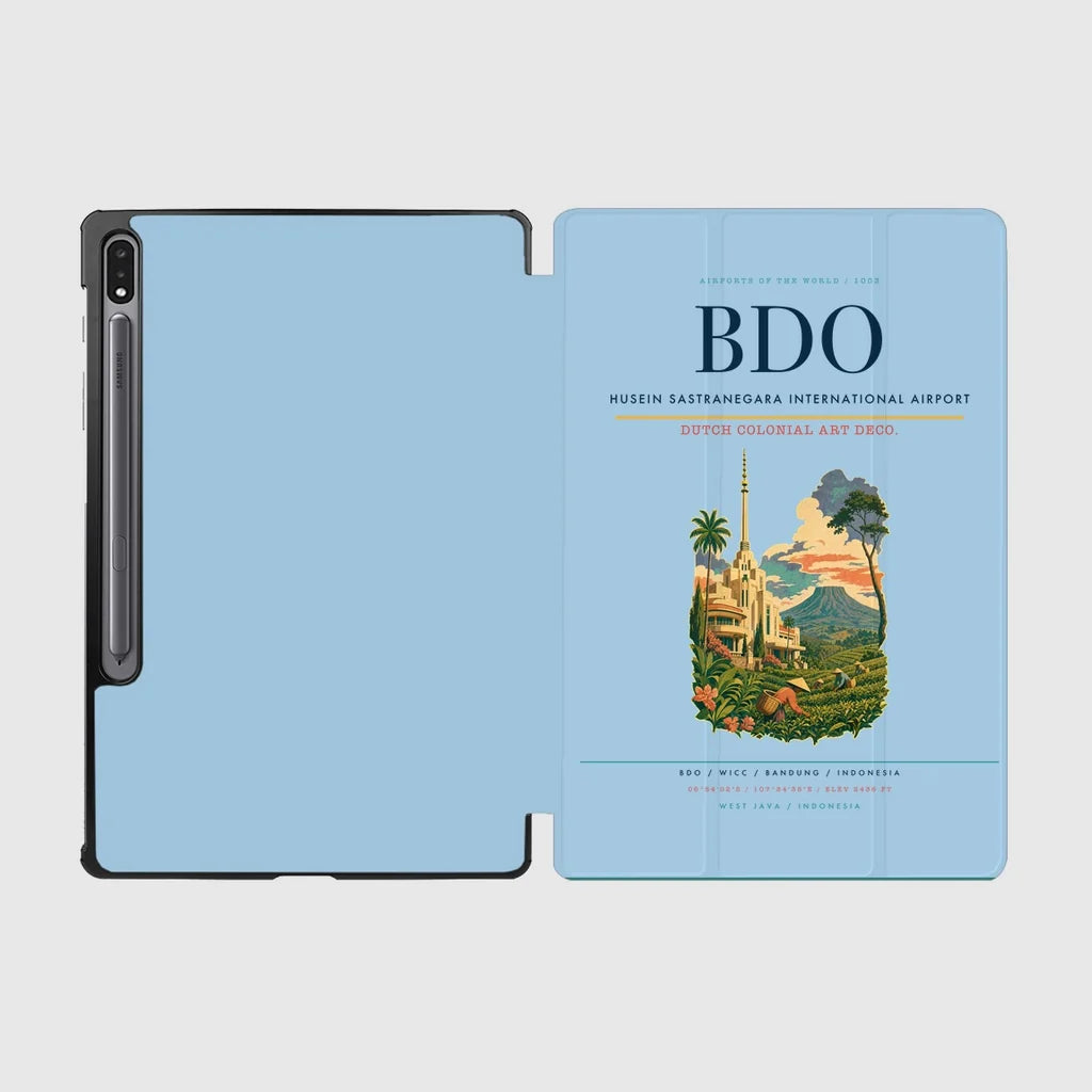 Husein Sastranegara International Airport (BDO) design on light blue samsung tablet tablet case
