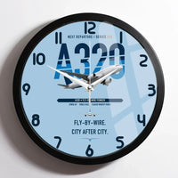 Thumbnail for Airbus A320 design on light blue framed wall clock