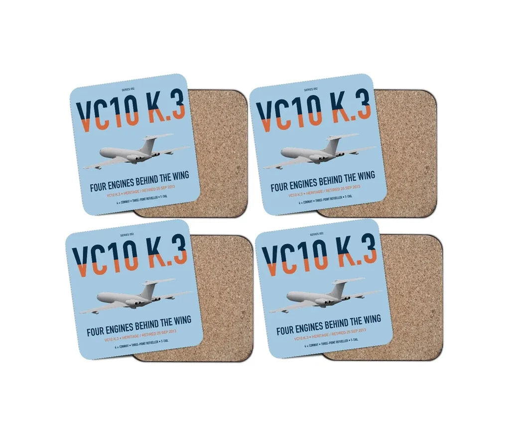 Vickers VC10 K.3 design on light blue 4 pieces set coaster