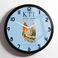 Thumbnail for Kittilä Airport (KTT) design on light blue framed wall clock