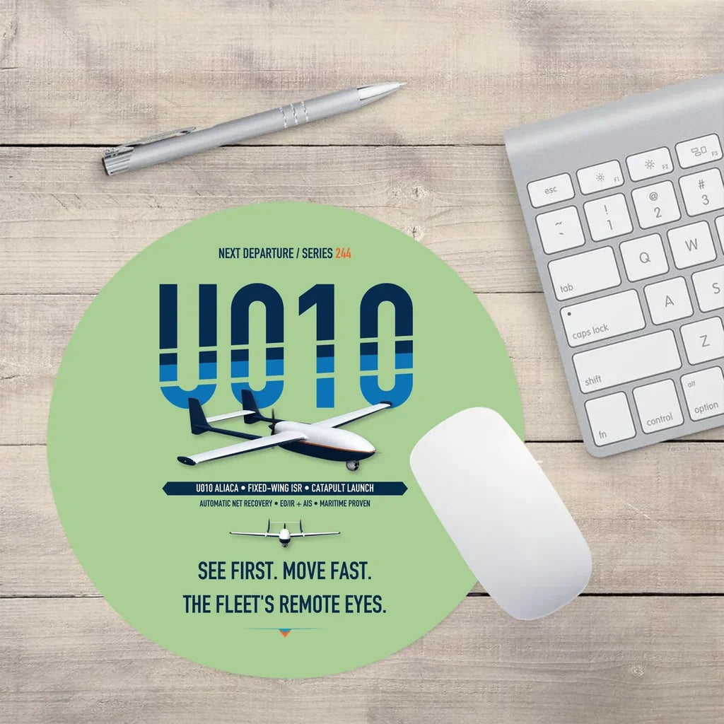 Airbus U010 Aliaca Fixed-wing design on light green round mouse pad