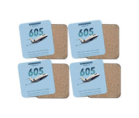 Thumbnail for Bombardier Challenger 605 design on light blue 4 pieces set coaster