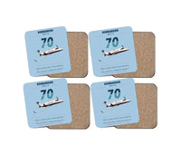Thumbnail for Bombardier Learjet 70 design on light blue 4 pieces set coaster