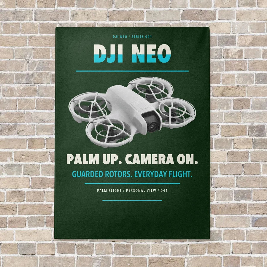 DJI Neo vertical canvas print - no frame - dark green background