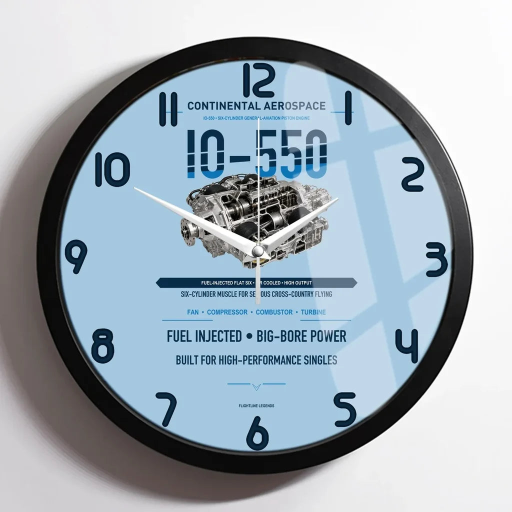 IO-550 design on light blue framed wall clock