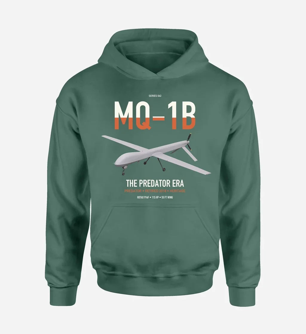 MQ-1B Predator design on green double-side hoodie, single-side print