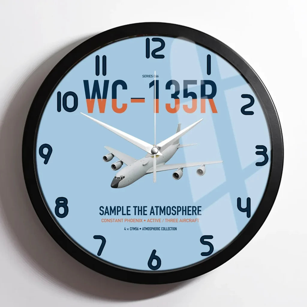 WC-135R Constant Phoenix design on light blue framed wall clock