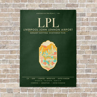 Thumbnail for Liverpool John Lennon Airport LPL vertical canvas print - no frame - dark green background