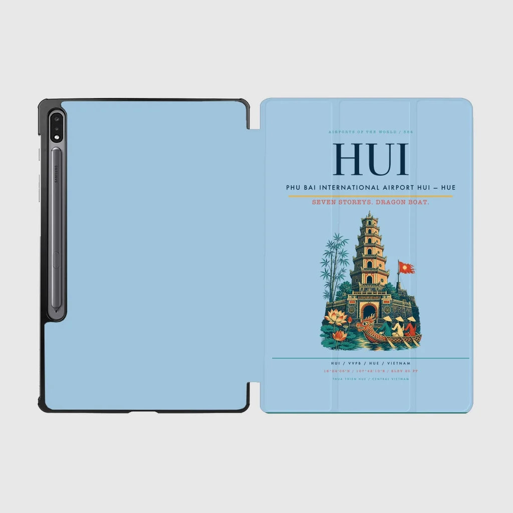 Phu Bai International Airport (HUI) design on light blue samsung tablet tablet case