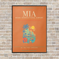 Thumbnail for Miami International Airport MIA - Canvas Framed - Orange
