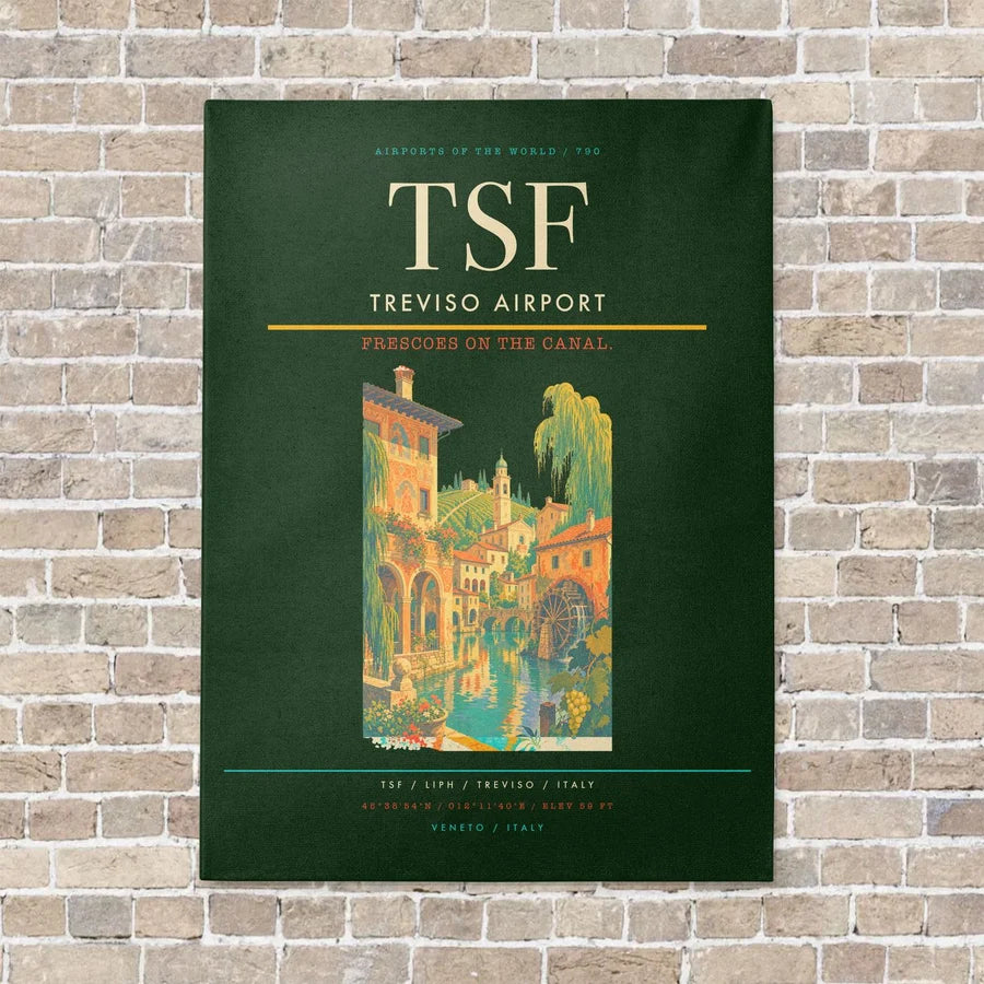 Treviso Airport TSF vertical canvas print - no frame - dark green background