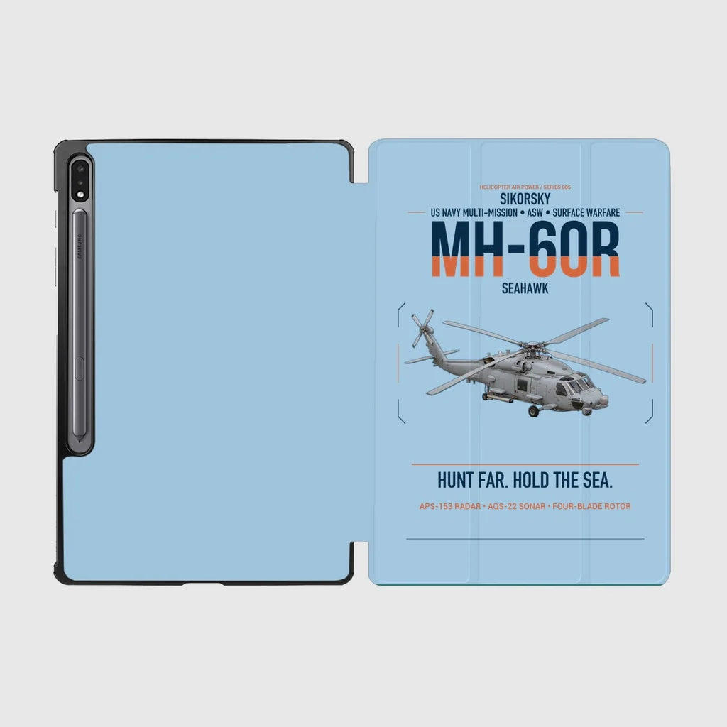 Sikorsky MH-60R Seahawk design on light blue samsung tablet tablet case