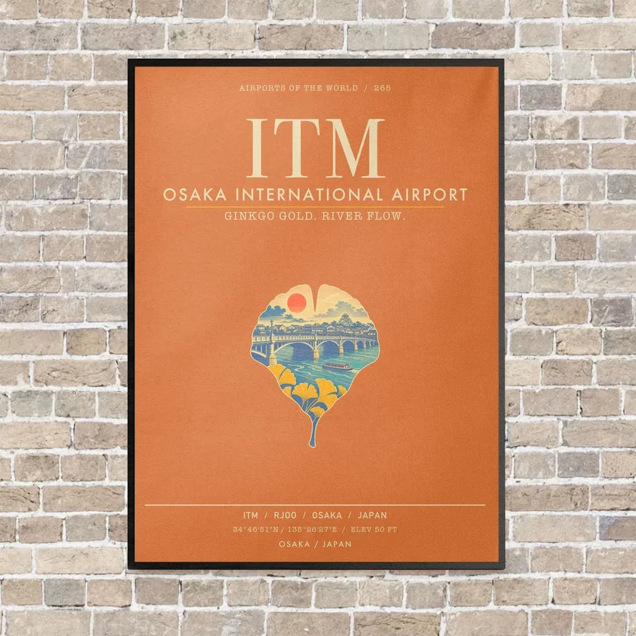 Osaka International Airport ITM - Canvas Framed - Orange