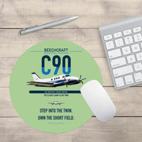 Thumbnail for Beechcraft King Air C90 design on light green round mouse pad