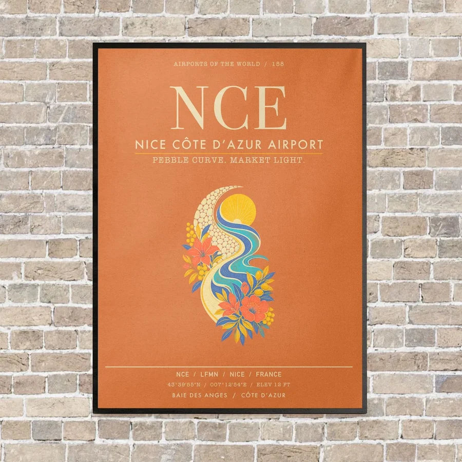 Nice Cote dAzur Airport NCE - Canvas Framed - Orange