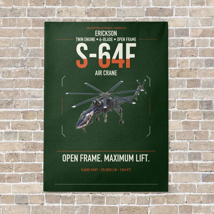 Erickson S-64F Air Crane vertical canvas print - no frame - dark green background