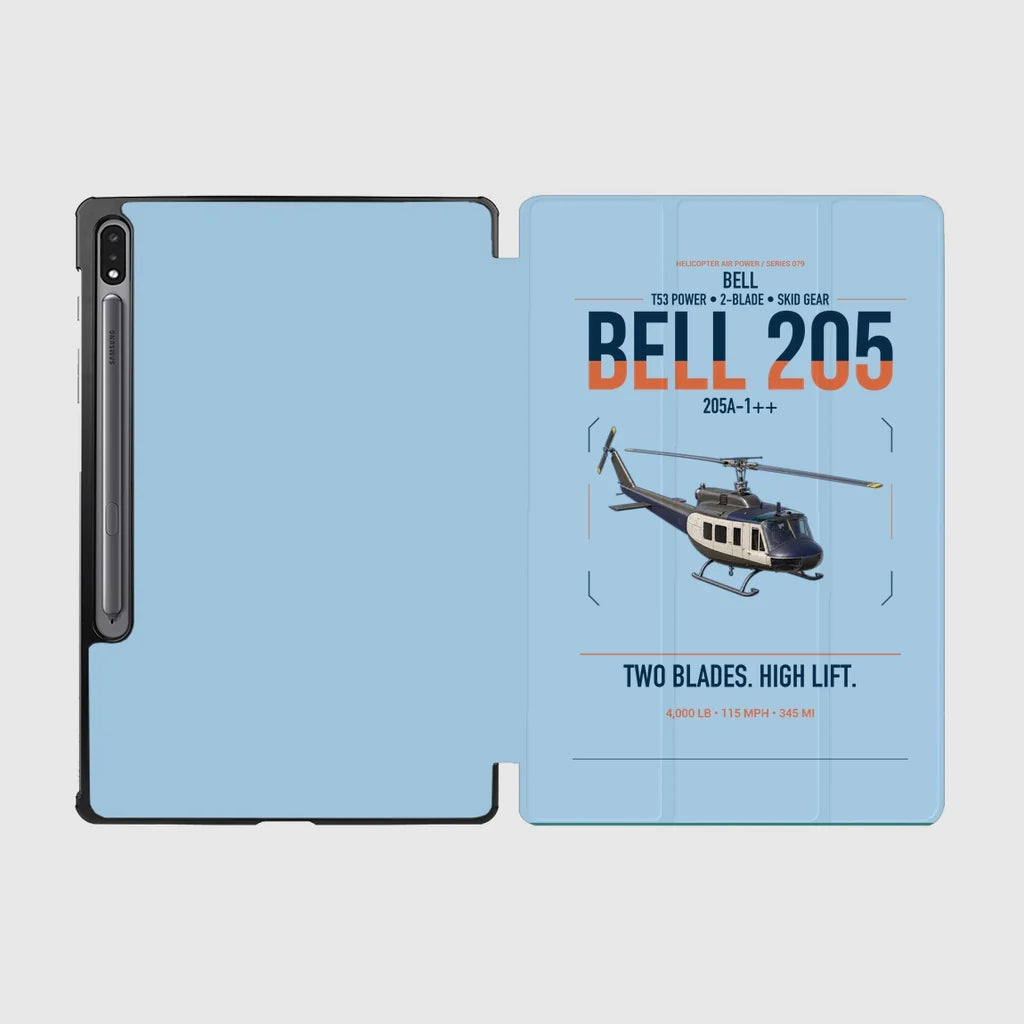 Bell 205A-1++ design on light blue samsung tablet tablet case