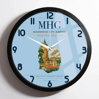 Thumbnail for Mannheim City Airport (MHG) design on light blue framed wall clock