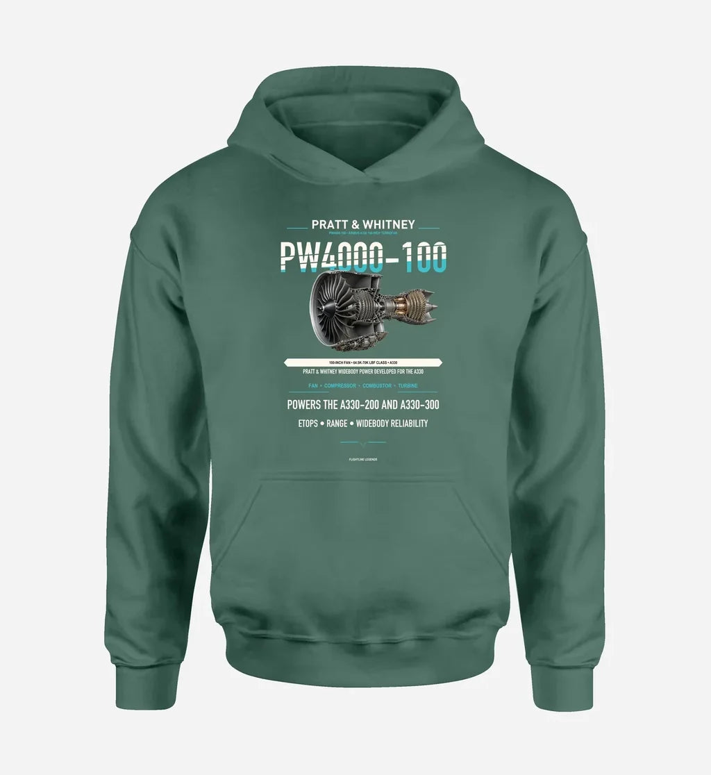 PW4000-100 design on green hoodie single side