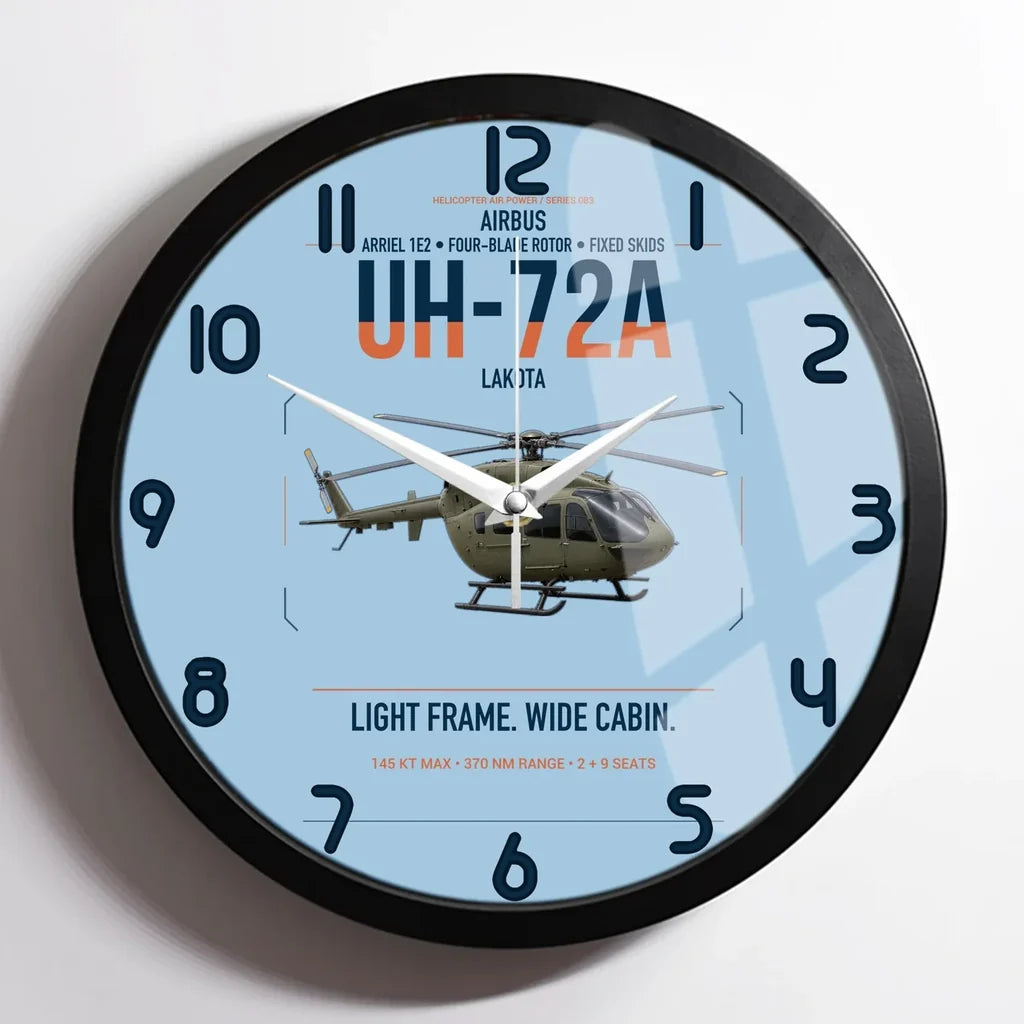 Airbus UH-72A Lakota design on light blue framed wall clock