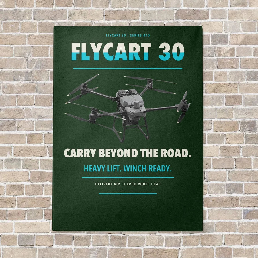 DJI FlyCart 30 vertical canvas print - no frame - dark green background