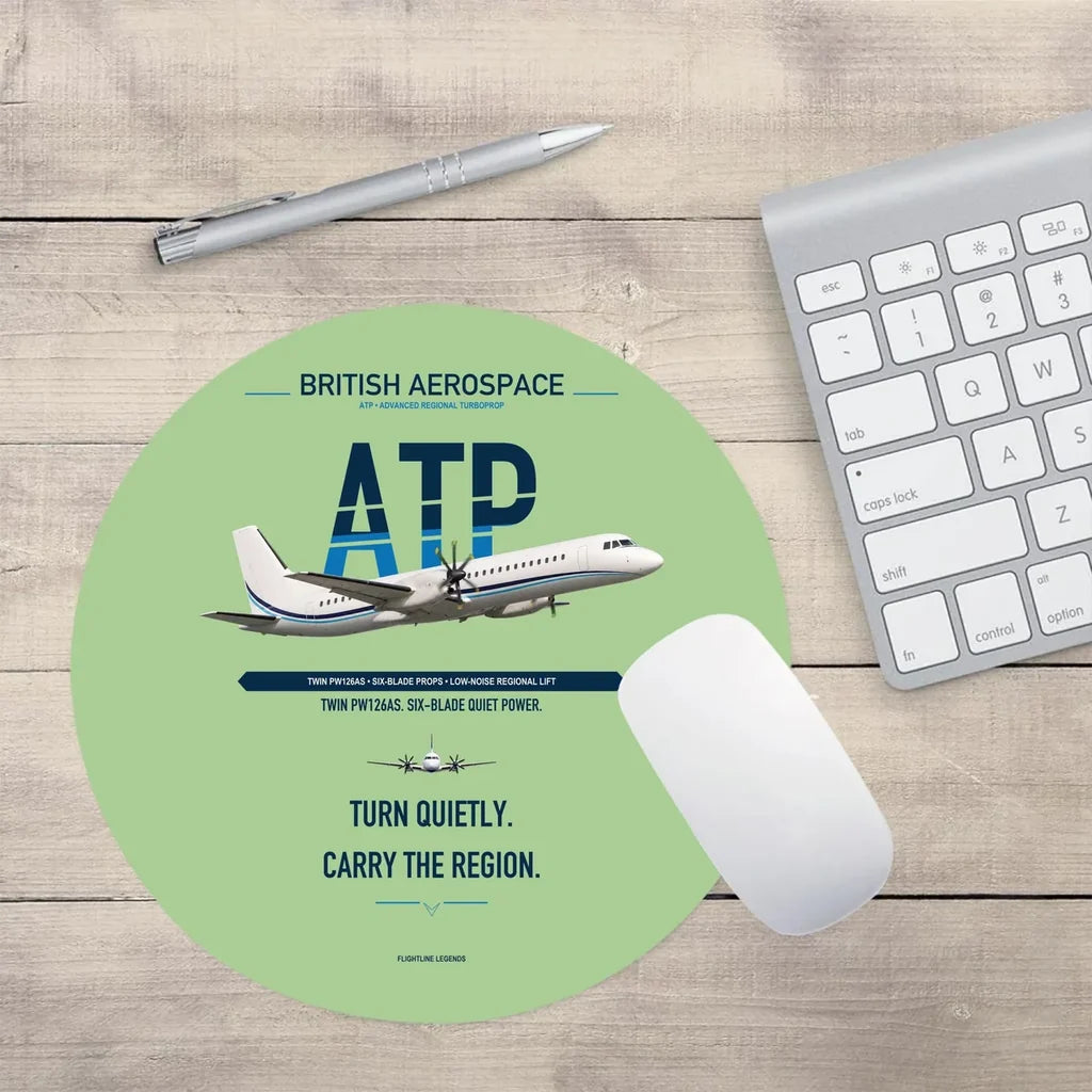 British Aerospace ATP design on light green round mouse pad