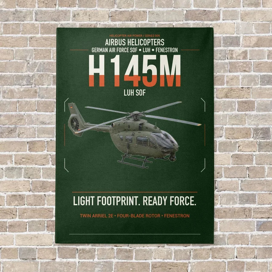 Airbus Helicopters H145M LUH SOF vertical canvas print - no frame - dark green background