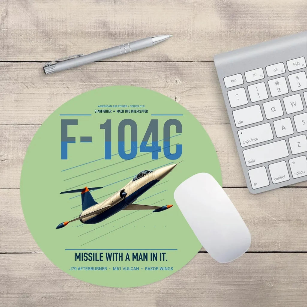 F-104C Starfighter design on light green round mouse pad