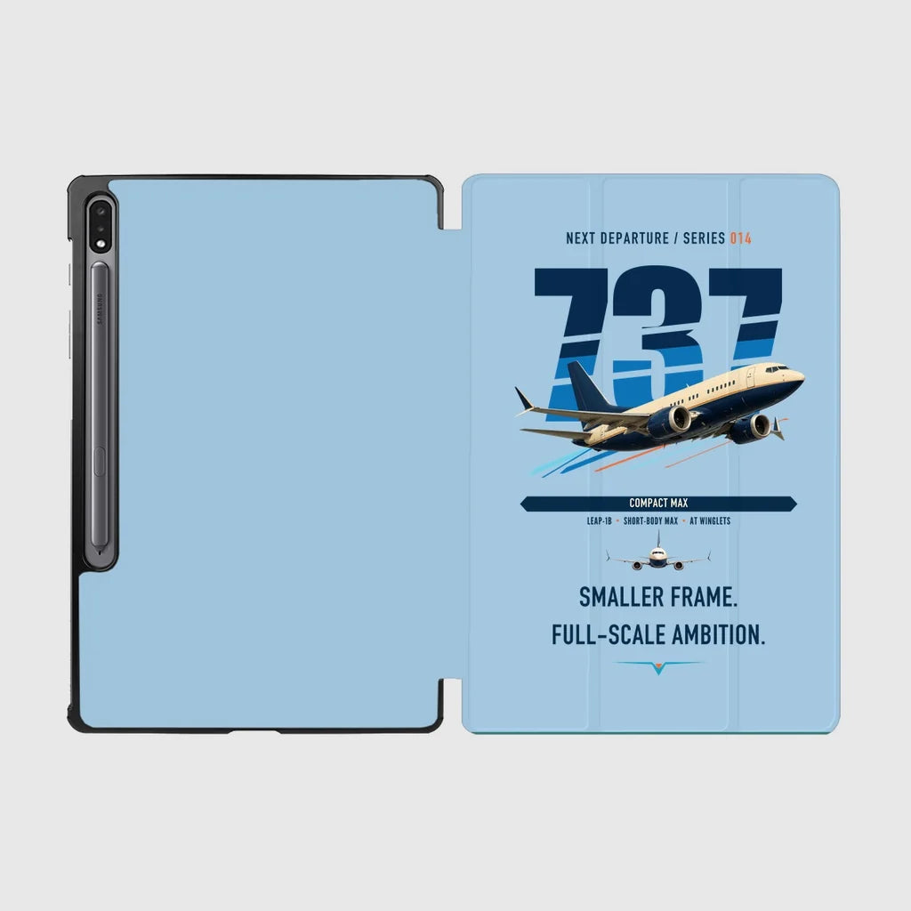 Boeing 737 MAX 7 design on light blue samsung tablet tablet case