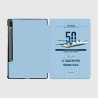 Thumbnail for Fokker 50 design on light blue samsung tablet tablet case