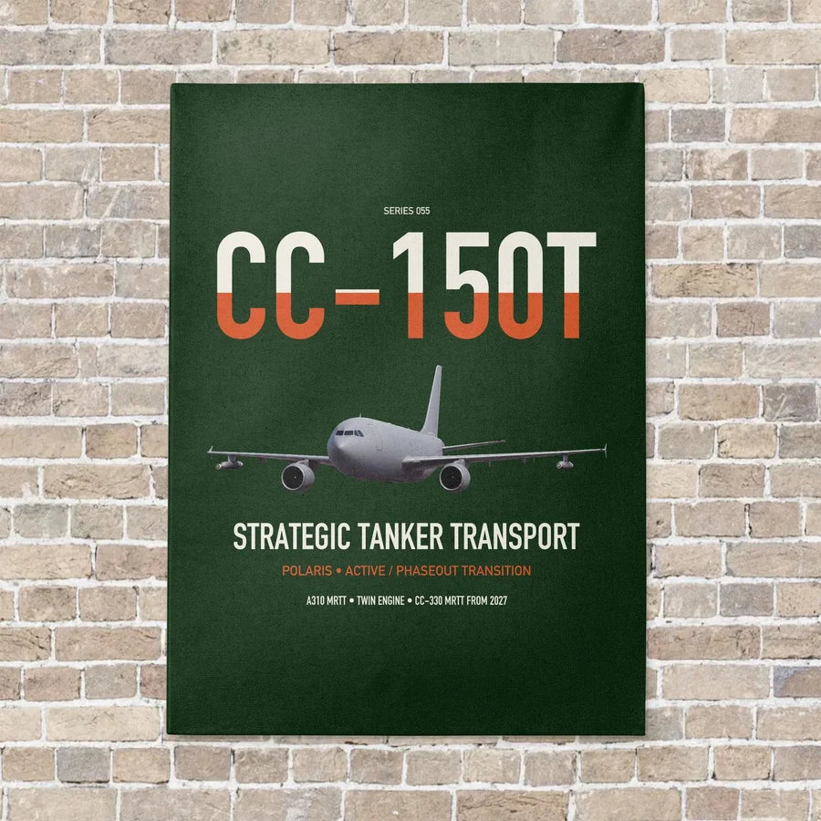 Airbus CC-150T Polaris vertical canvas print - no frame - dark green background