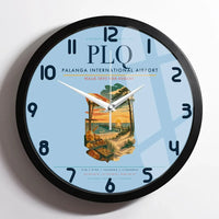 Thumbnail for Palanga International Airport (PLQ) design on light blue framed wall clock