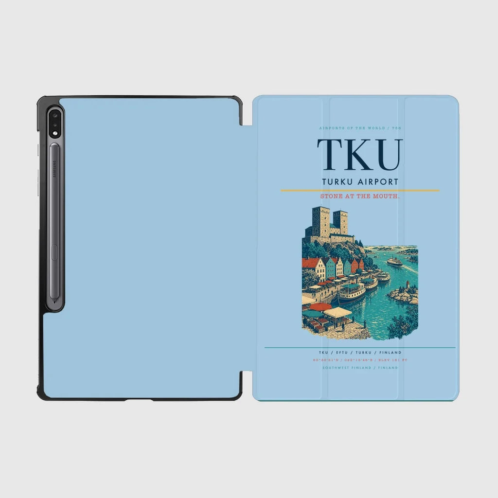 Turku Airport (TKU) design on light blue samsung tablet tablet case