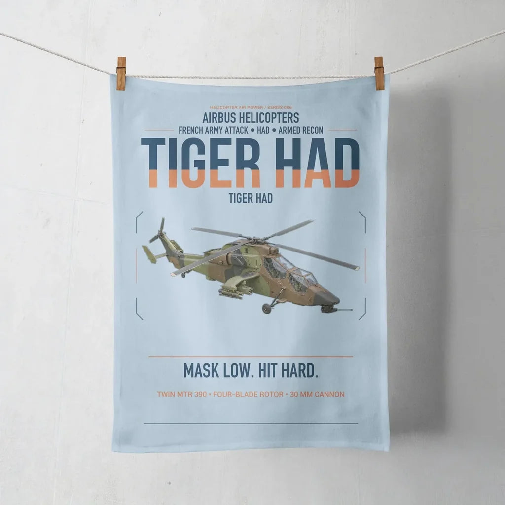 Airbus Helicopters Tiger HAD design on light blue towel