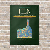 Thumbnail for Helena Regional Airport HLN vertical canvas print - no frame - dark green background