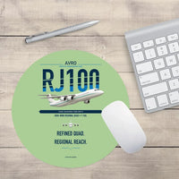 Thumbnail for Avro RJ100 design on light green round mouse pad