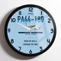 Thumbnail for Piper PA-44-180 Seminole design on light blue framed wall clock