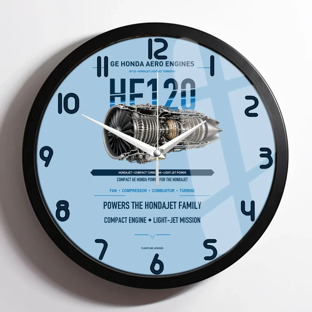 HF120 design on light blue framed wall clock