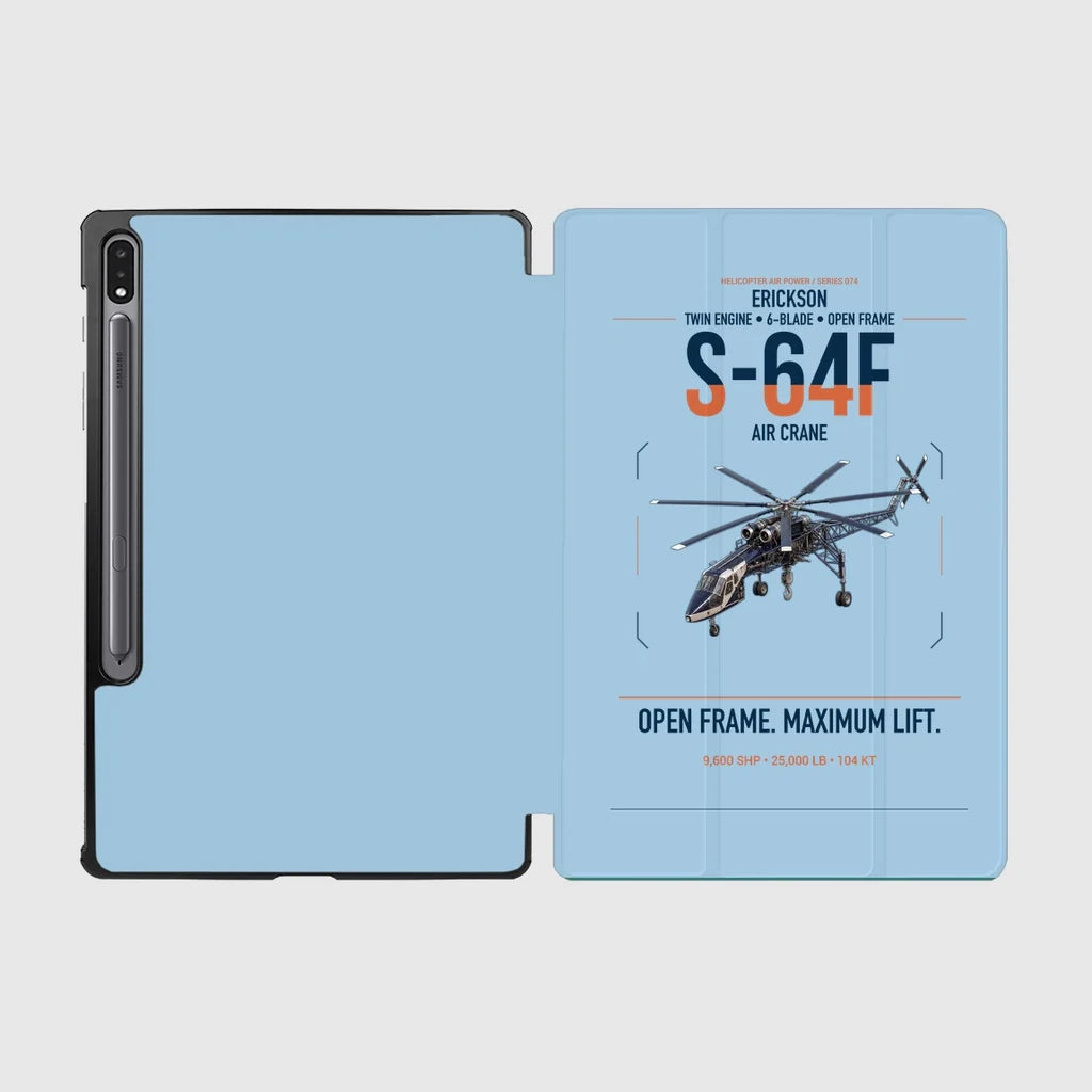 Erickson S-64F Air Crane design on light blue samsung tablet tablet case