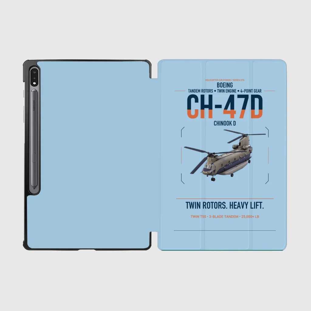 Boeing CH-47D design on light blue samsung tablet tablet case