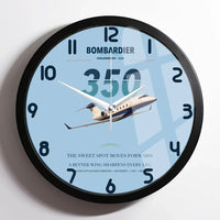 Thumbnail for Bombardier Challenger 350 design on light blue framed wall clock