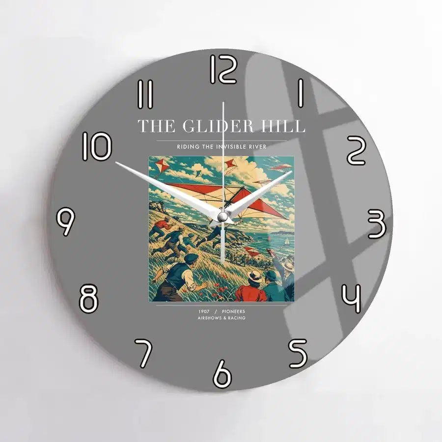VINTAGE G4013 - The Glider Hill - Designed Wall Clocks design on gray no-frame