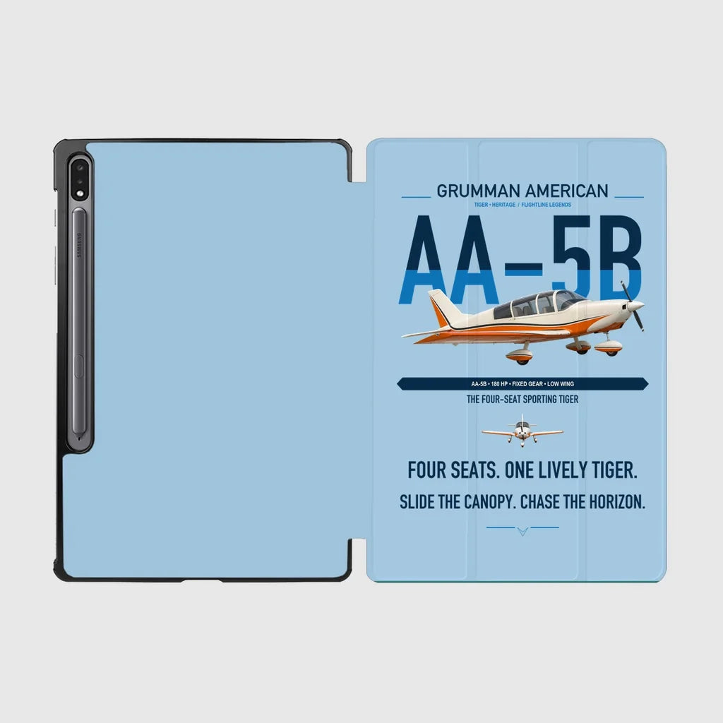 Grumman American AA-5B Tiger design on light blue samsung tablet tablet case